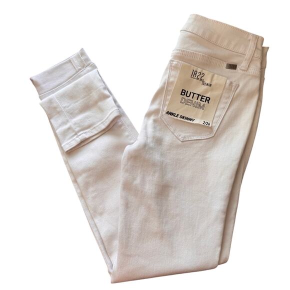 New 1822 DENIM Women's White Butter Ankle Skinny Jeans Size 2/26 - Picture 3 of 5